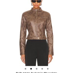 Abella Chocolate Brown Cropped Moto Jacket